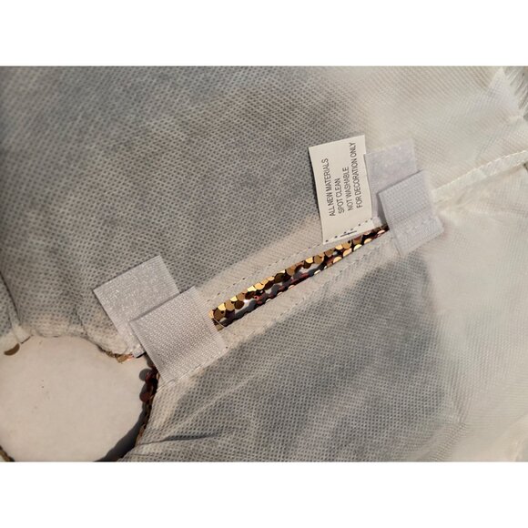 Reversible Mermaid Sequin Tree Skirt NWOT Gold & brown 18" Faux Fur Trim Holiday - Picture 5 of 6